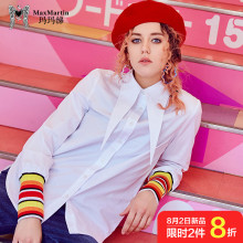 白衬衫女休闲宽松百搭潮玛玛绨2018秋装新款拼接长袖chic衬衣港味图片