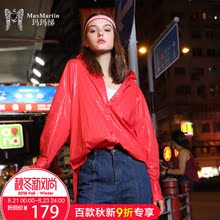 玛玛绨2018秋冬新款个性原创ins港风红色衬衫女潮流洋气宽松上衣图片