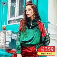 玛玛绨2018秋季新款嘻哈刺绣棒球服女韩版学生宽松高领绿色短外套图片