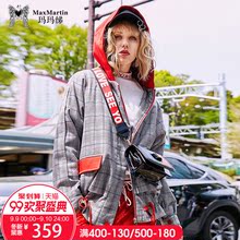 玛玛绨连帽格子棉衣女冬装2018新款港风复古宽松个性短款棉服外套图片