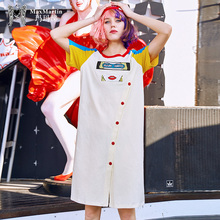 玛玛绨2018夏装新款撞色印花ins超火裙子中长款宽松小清新连衣裙图片