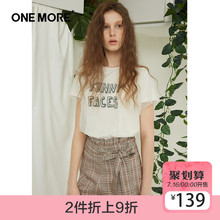 ONE MORE2018春装新款花苞荷叶边休闲短裤女高腰格子chic休闲裤