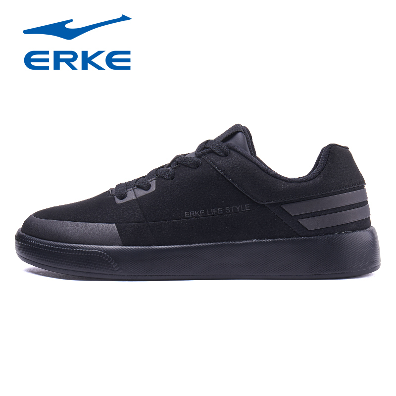 ERKE Men's Shoe Board Shoes 2019 Winter New All Black Sneakers Men's Warm Student Men's Casual Shoes