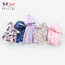 童装 HHTU婴儿外出斗篷2018秋季新款 宝宝印花摇粒绒斗篷防风披风