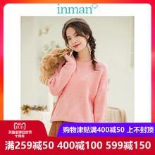 茵曼旗舰店复古文艺提花宽松套头打底针织衫2018冬装新款韩版毛衣图片