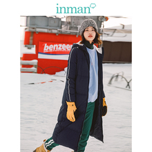 inman茵曼旗舰店连帽加厚长款羽绒服2018冬装新款韩版过膝外套潮图片