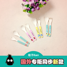 儿童竹纤维勺子竹纤维叉子可爱动物图案环保健康无毒宝宝叉子勺子