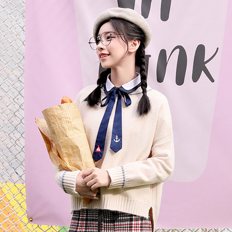 西子小荷毛衣女2018新款宽松韩版学生甜美百搭秋冬季套头针织衫商品大图