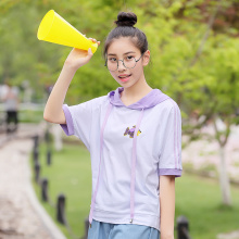西子小荷连帽短袖t恤女2018夏新款宽松韩版学生百搭少女半袖上衣图片