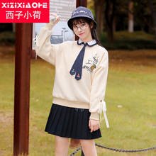 西子小荷卫衣2018新款女长袖韩版宽松薄款慵懒风初中学生少女秋装图片