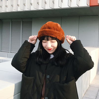秋冬季街头复古嘻哈无檐地主帽加厚瓜皮帽毛绒水手帽棒球帽子男女