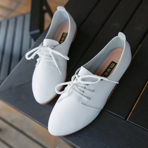 韩版百搭系带小皮鞋