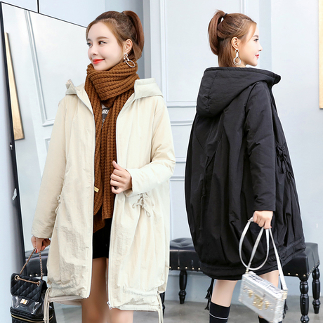 棉服女中长款2018冬季韩版新款女装大码宽松加厚羽绒棉衣外套棉袄商品大图