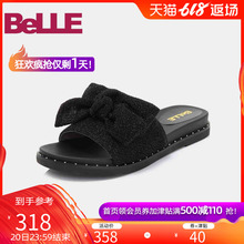 百丽凉拖鞋 Belle 蝴蝶结休闲平底女鞋 夏商场同款 BPKC8BT8