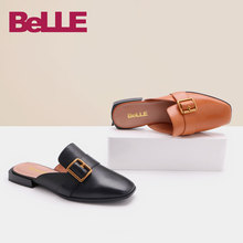 百丽凉拖鞋 Belle 牛皮女穆勒鞋 BRN35BH8 商场款 2018夏新款
