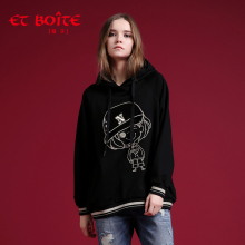 Et Boite/法文箱子秋季卡通人物图案连帽绣花上衣卫衣女E182C204图片