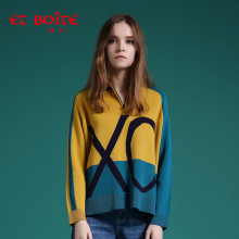 Et Boite/法文箱子秋季新款加厚高领印花拉链套头毛衣女E182D005图片