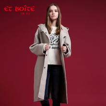 Et Boite/法文箱子经典时尚长款格子毛呢呢子外套大衣女E182K006图片