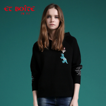 Et Boite/法文箱子秋季新款休闲时尚图案帽子印花毛衣女E182D003图片