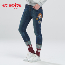 Et Boite/法文箱子春秋修身款显瘦星球娃娃牛仔裤长裤女E6A179图片