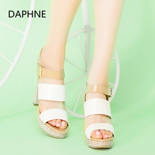女鞋 清仓10 50元 达芙妮罗马凉鞋 断码 女粗跟防水台高跟凉鞋 Daphne