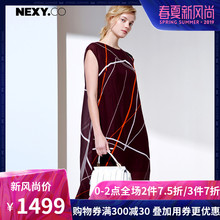 NEXY.CO/奈蔻宽松中长款真丝印花连衣裙无袖圆领背心裙秋季新品图片