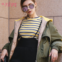 阿依莲羽绒服2018年冬季新款韩版潮宽松休闲个性bf女潮加厚外套图片
