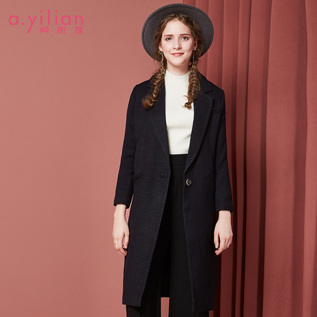 阿依莲2018秋季新款韩版修身过膝长款西装外套女时尚百搭西服潮商品大图