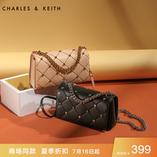 CHARLES&KEITH 单肩包 CK2-70780565 复古法式格纹翻盖小方包