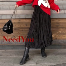 仙气大裙摆高腰褶皱半身裙春长裙 分量感整身扭皱工艺 NEEDYOU