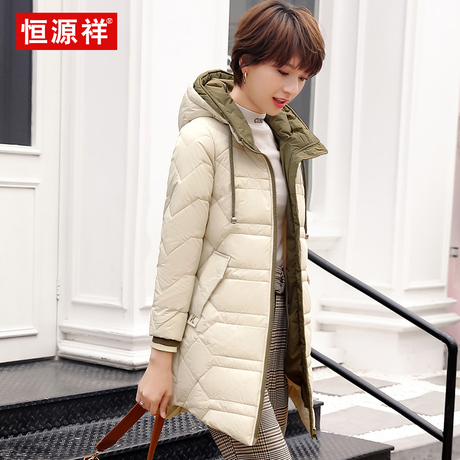 恒源祥棉袄女2018新款冬季加厚棉服中长款外套韩版宽松连帽棉衣女商品大图