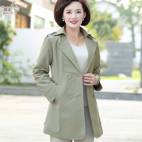 胖妈妈装秋装宽松上衣中年直筒外套中老年女装秋季中长款韩版风衣商品大图