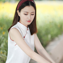 伶俐柠檬11386复古无袖连衣裙斜襟中式改良修身旗袍女装民族风图片