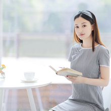 伶俐柠檬11531端庄女装中长款连衣裙复古纯色文艺范复古中国风图片