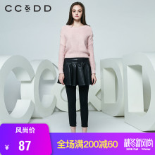 CCDD2018春装新品专柜正品气质淑女短款圆领长袖针织衫女套头毛衫图片