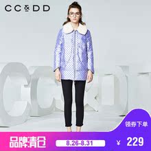 CCDD冬装新款专柜女波点印花直筒羽绒服带毛领加厚保暖上衣图片