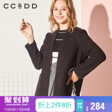 CCDD2018冬装新品专柜正品时尚修身中长款气质字母印花呢子大衣图片