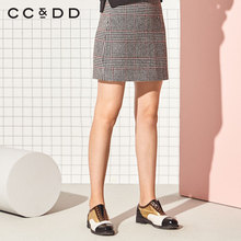 CCDD2018冬装新品专柜正品时尚韩版中腰千鸟格半身裙女短裙a字裙图片