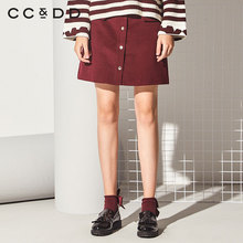 CCDD2018冬装新品专柜正品修身韩版中腰深色半身裙女短裙a字裙图片