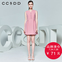 CCDD夏装新品专柜正品时尚气质女V领雪纺高腰修身无袖连衣裙图片