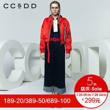 CCDD2018春新红色棒球服潮字母飘带短款飞行员夹克女帅气街头外套图片