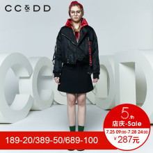 CCDD2018春装新品专柜正品时尚潮酷字母飘带短款外套女飞行员夹克图片