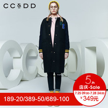 CCDD2018春装新品专柜正品时尚罗纹领毛呢大衣女中长款棒球外套图片