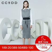 CCDD2018春装新品专柜正品修身显瘦无袖毛衫连衣裙女中长款韩版潮图片