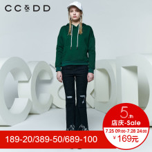 CCDD2018春装新品专柜正品韩版休闲绣花连帽卫衣女针织休闲上衣图片