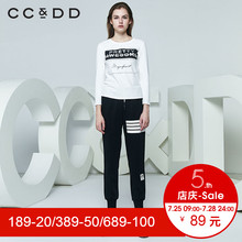 CCDD2018春装新品专柜正品时尚休闲字母印花圆领长袖T恤女打底衫图片