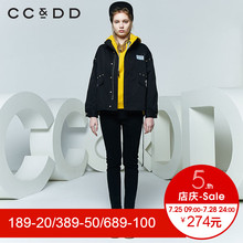 CCDD2018春装新品专柜正品时尚休闲黑色短款外套女飞行员夹克上衣图片