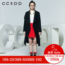 CCDD2018春装新品专柜正品时尚气质侧拉链毛呢大衣女中长款韩版潮图片