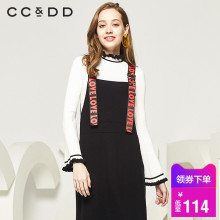 CCDD2018秋装新品专柜正品时尚修身立领套头针织衫女甜美长袖上衣图片