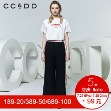 CCDD2018夏装新品专柜正品休闲短款卫衣字母印花连帽短袖T恤女潮图片